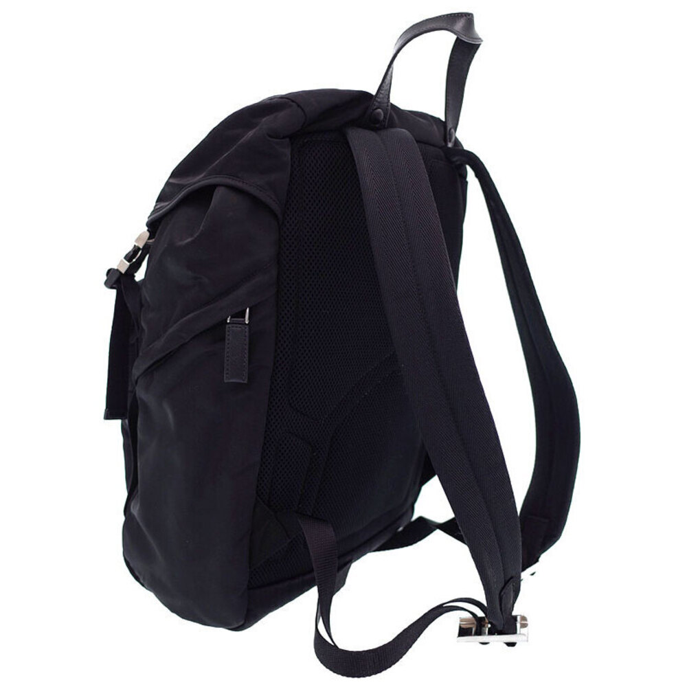 Prada flap logo enamel ReNylon triangle Black backpack